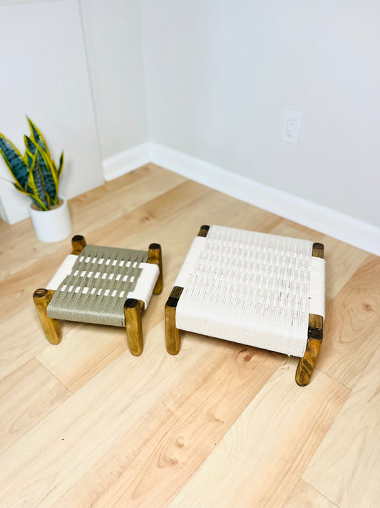 Mid-Century Modern Style Woven Indoor Plant Stands (set of 2)