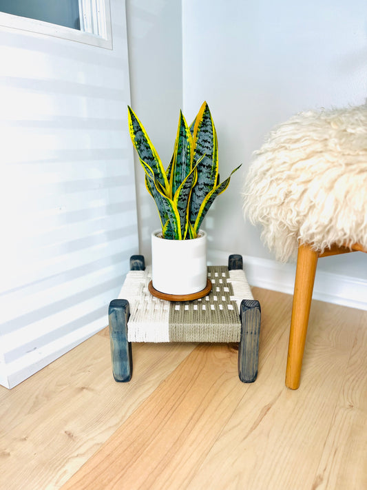 Mid-Century Modern Style Woven Indoor Plant Stand