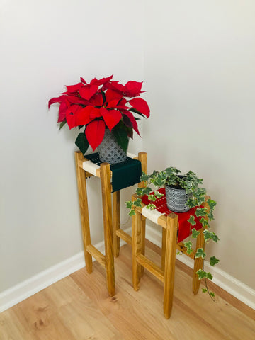 Mid-Century Modern Style Christmas Plant Stands (Set of 2)