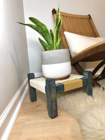 Mid-Century Modern Style Woven Indoor Plant Stand