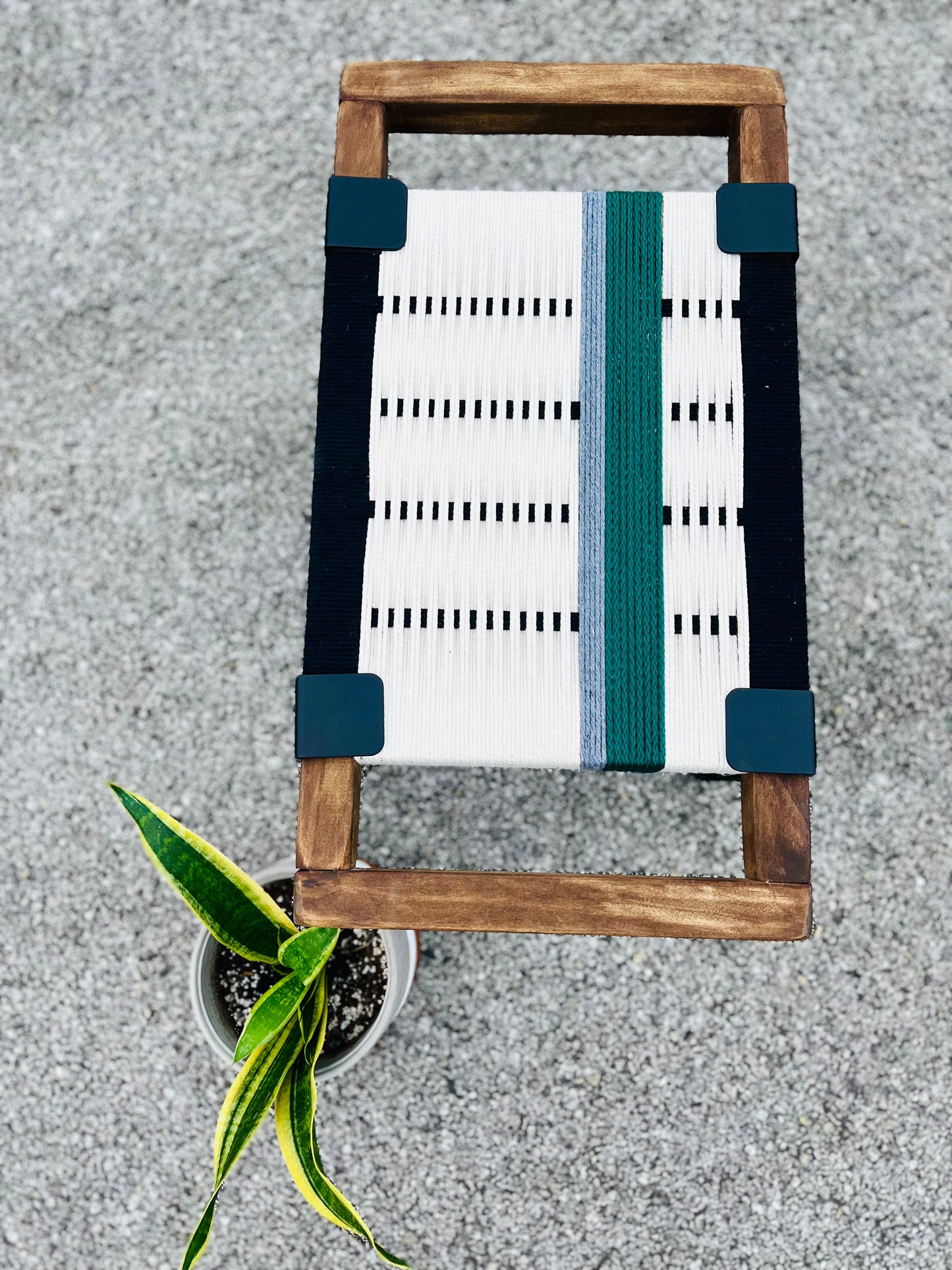 Mid Century Bench | Custom Size Woven Entryway Seating With Matte Black Legs