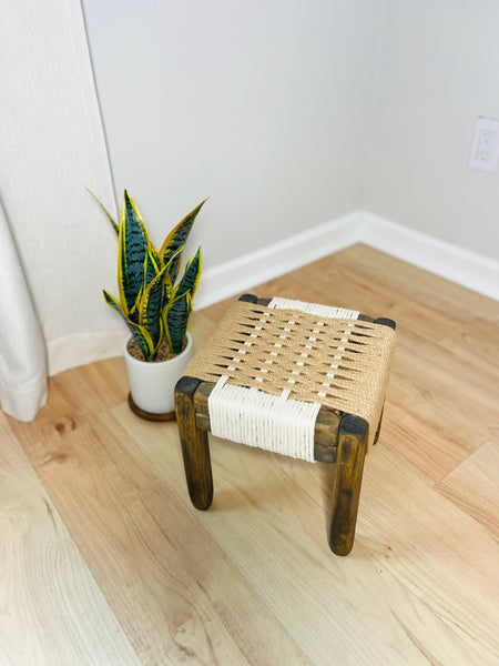 Mid-Century Modern Style Indoor Woven Plant Stand