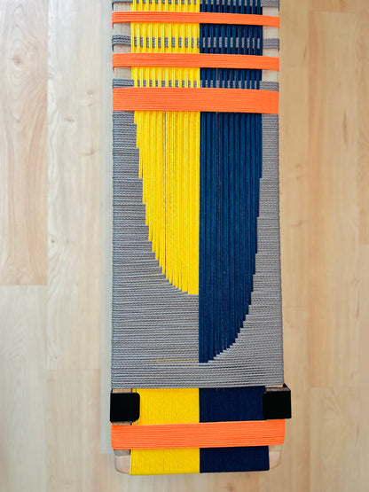Mid Century Bench | Custom Size Woven Entryway Seating With Matte Black Legs