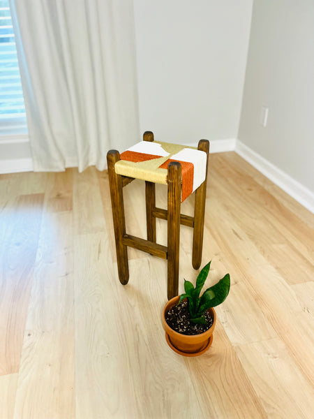 Mid-Century Modern Style Indoor Woven Plant Stand