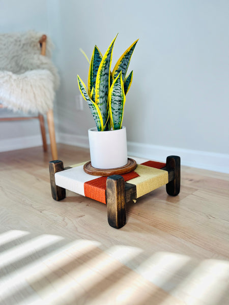 Mid-Century Modern Style Woven Indoor Plant Stand