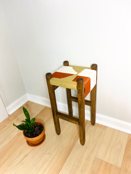 Mid-Century Modern Style Indoor Woven Plant Stand