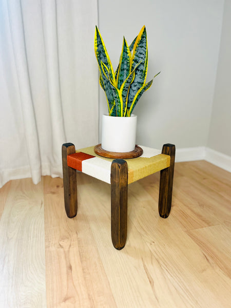 Mid-Century Modern Style Woven Indoor Plant Stand