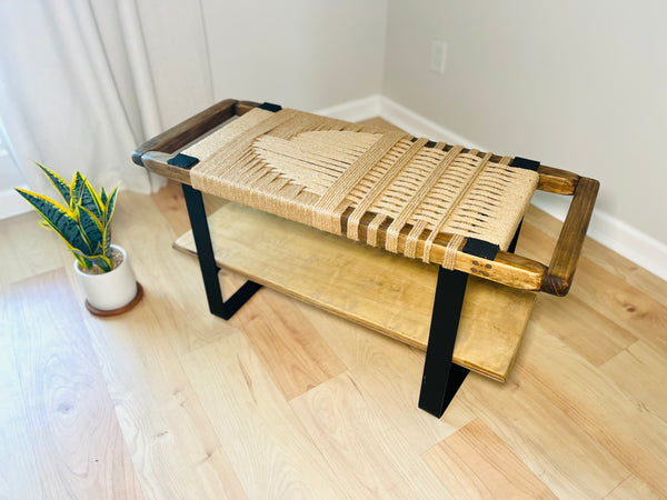 Mid-Century Modern Style Handmade Entryway Bench (JUTE)