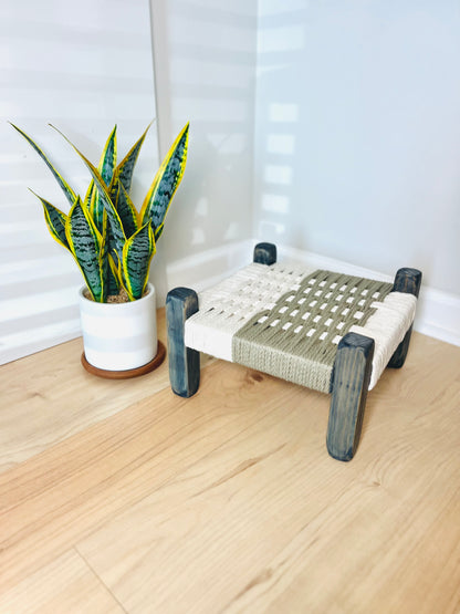 Mid-Century Modern Style Woven Indoor Plant Stand