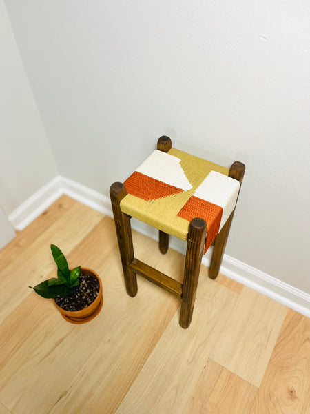 Mid-Century Modern Style Indoor Woven Plant Stand