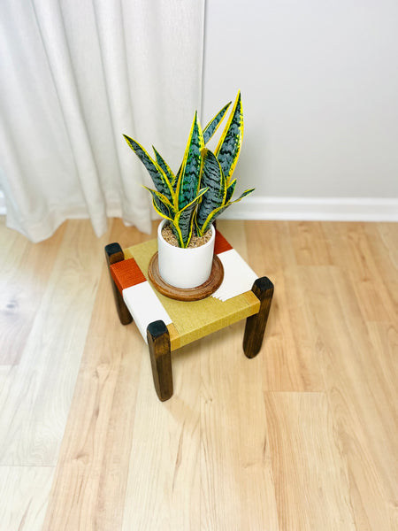 Mid-Century Modern Style Woven Indoor Plant Stand