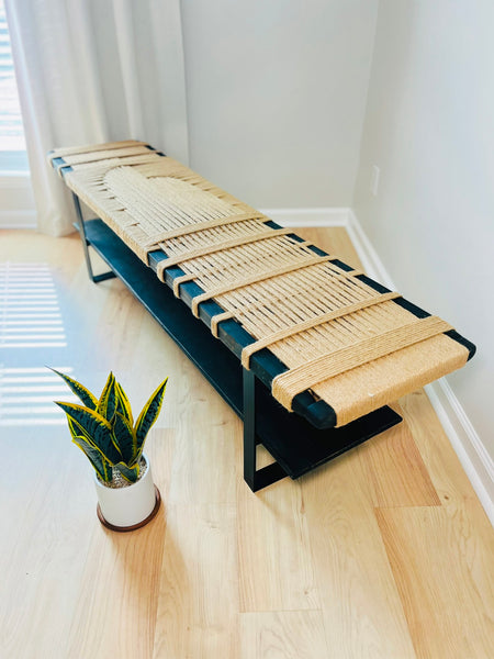 Mid-Century Modern Style Handmade Entryway Bench (JUTE)