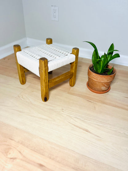 Mid-Century Modern Style Indoor Woven Plant Stand