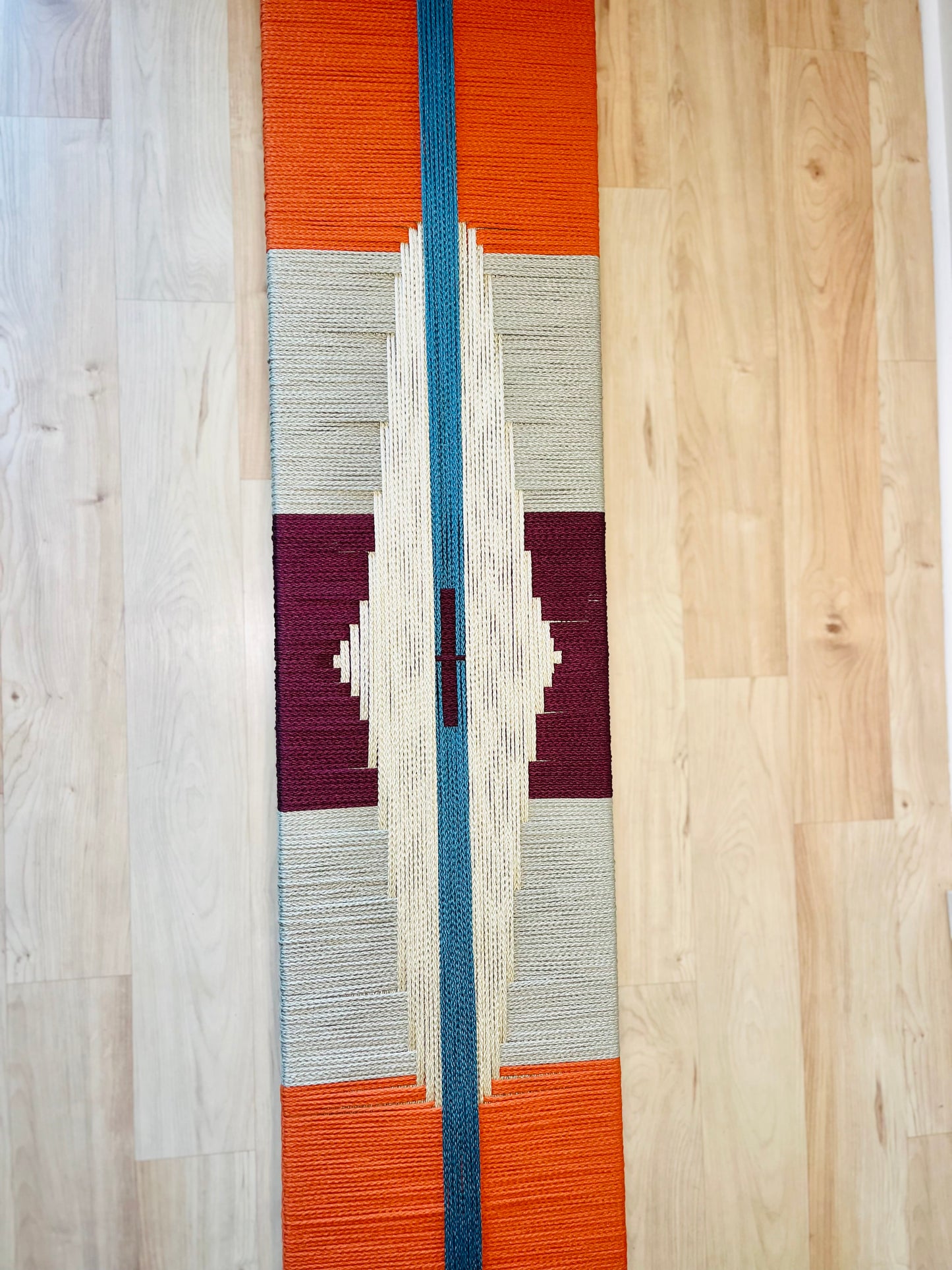 Mid Century Bench | Custom Size Woven Entryway Seating With Matte Black Legs