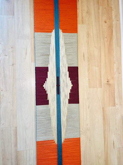 Mid Century Bench | Custom Size Woven Entryway Seating With Matte Black Legs