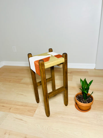 Mid-Century Modern Style Indoor Woven Plant Stand