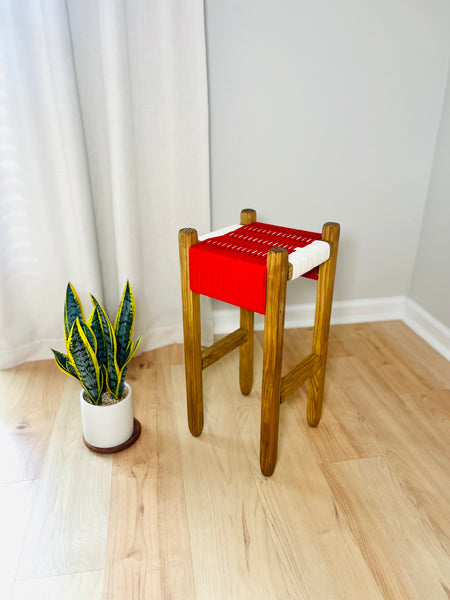 Mid-Century Modern Style Indoor Woven Plant Stand