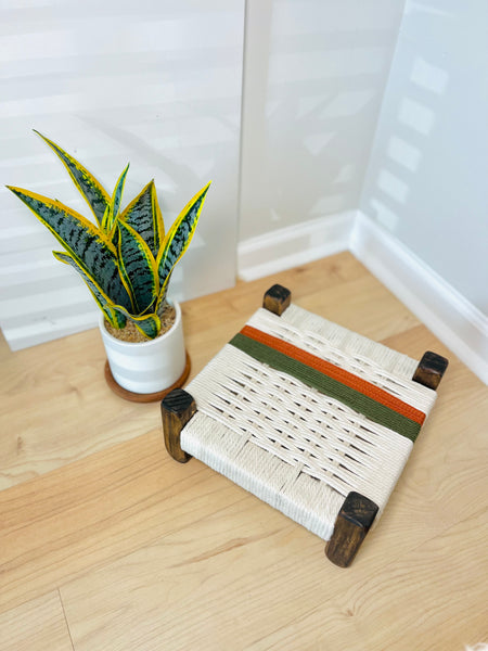 Mid-Century Modern Style Woven Indoor Plant Stand