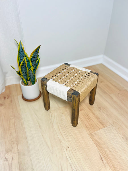 Mid-Century Modern Style Indoor Woven Plant Stand