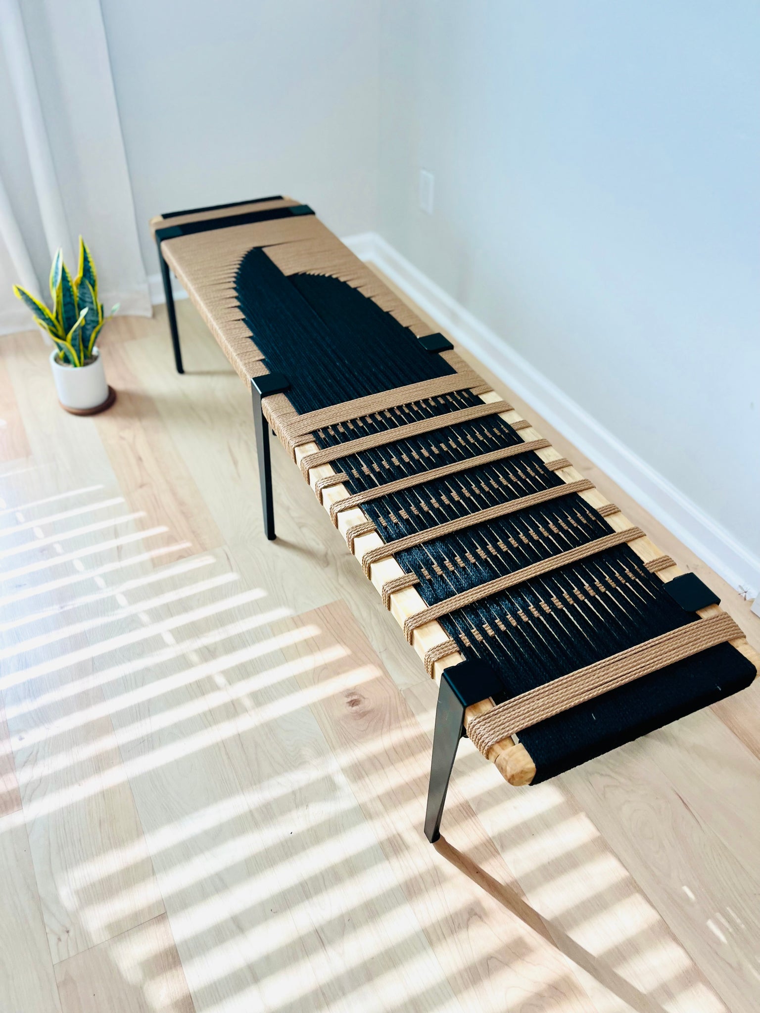 Mid-Century Modern Style Handmade Entryway Bench