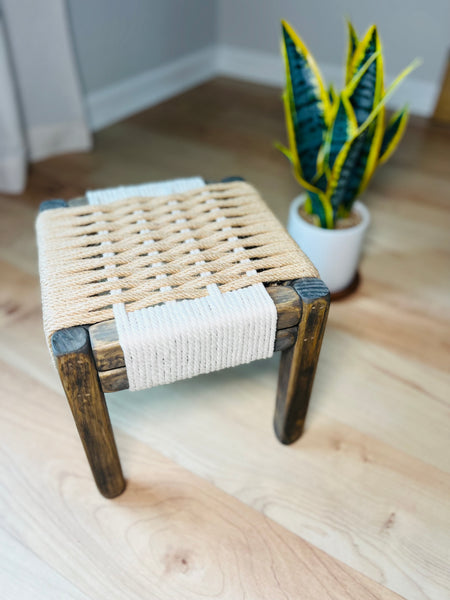 Mid-Century Modern Style Indoor Woven Plant Stand