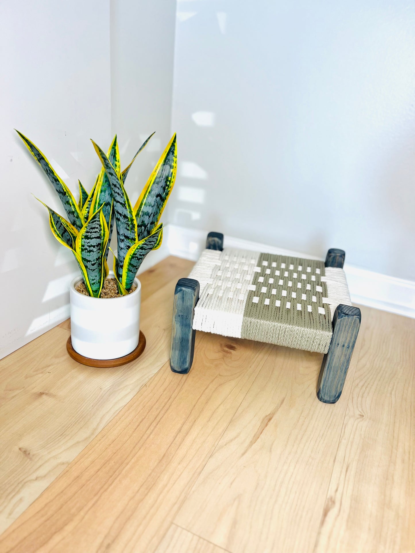 Mid-Century Modern Style Woven Indoor Plant Stand