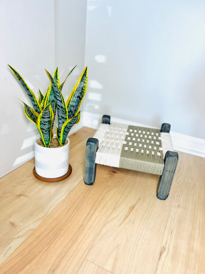 Mid-Century Modern Style Woven Indoor Plant Stand
