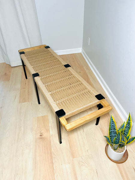 (Jute) Mid-Century Modern Style Handmade Entryway Bench