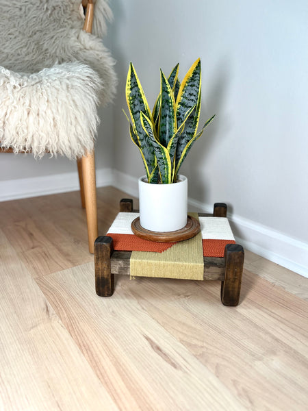 Mid-Century Modern Style Woven Indoor Plant Stand