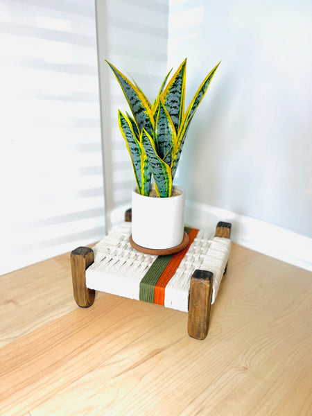 Mid-Century Modern Style Woven Indoor Plant Stand