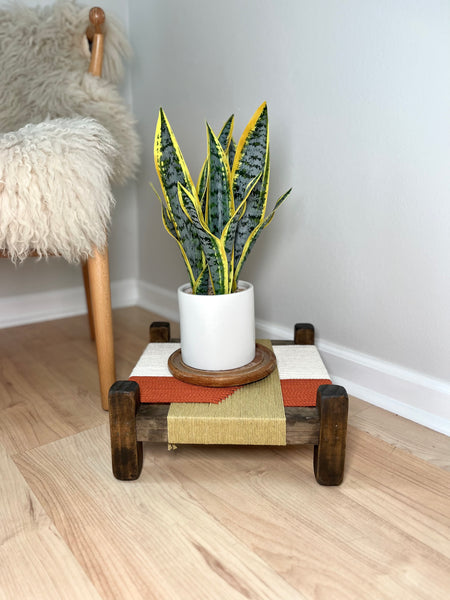 Mid-Century Modern Style Woven Indoor Plant Stand