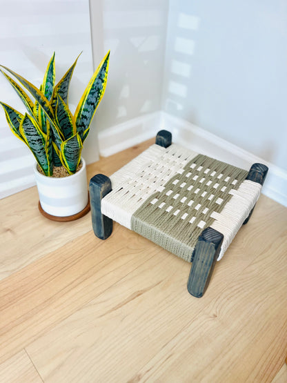 Mid-Century Modern Style Woven Indoor Plant Stand