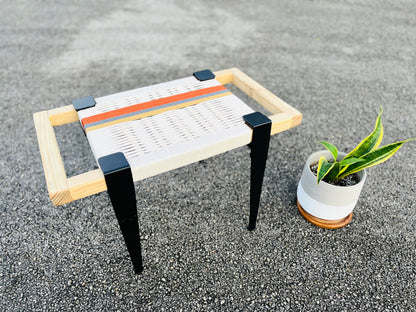 Mid Century Bench | Custom Size Woven Entryway Seating With Matte Black Legs