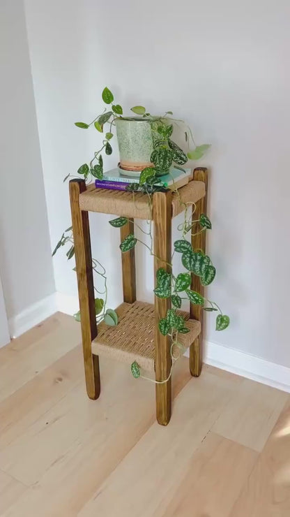 Mid-Century Modern Woven Indoor Plant Stand • Handmade • Customizable • BUILT TO ORDER