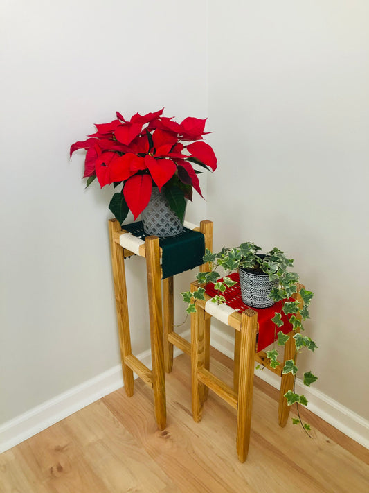 Mid-Century Modern Style Christmas Plant Stands (Set of 2)