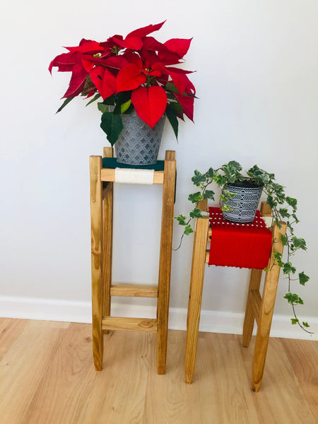 Mid-Century Modern Style Christmas Plant Stands (Set of 2)