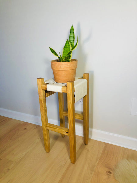 Mid-Century Modern Style Indoor Woven Plant Stand