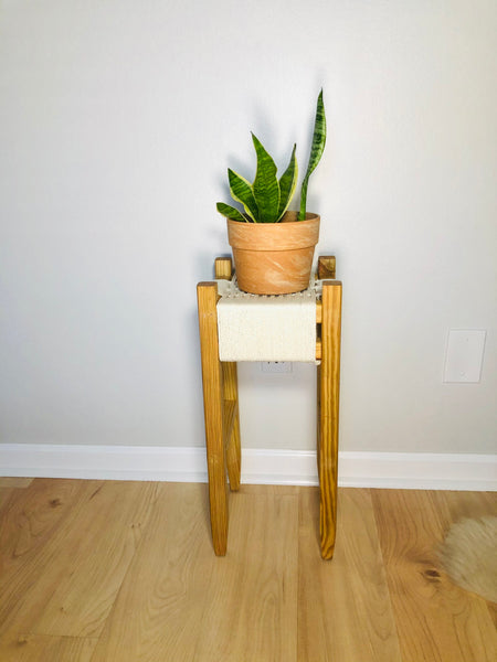 Mid-Century Modern Style Indoor Woven Plant Stand