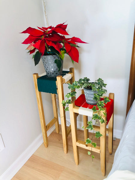 Mid-Century Modern Style Christmas Plant Stands (Set of 2)