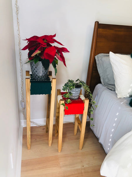 Mid-Century Modern Style Christmas Plant Stands (Set of 2)