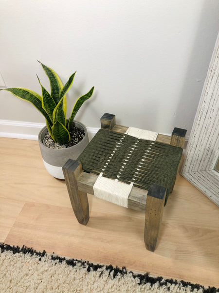 Mid-Century Modern Style Woven Indoor Plant Stand