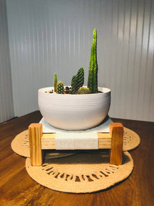 Mid-Century Modern Style Woven Indoor Plant Stand