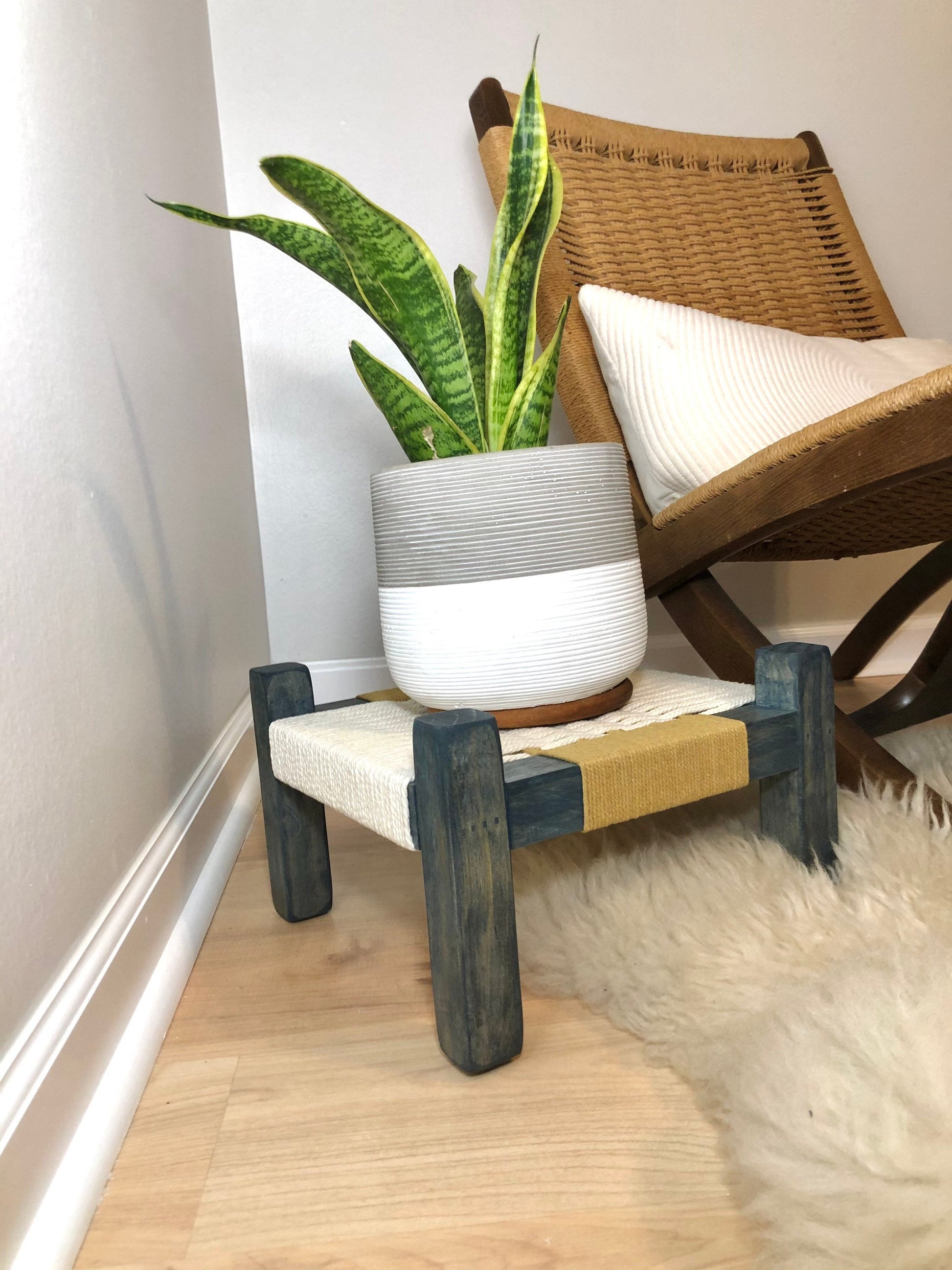woven indoor planter Mid-Century Modern Style Woven Indoor Plant Stand – The Wood and Weave Shop