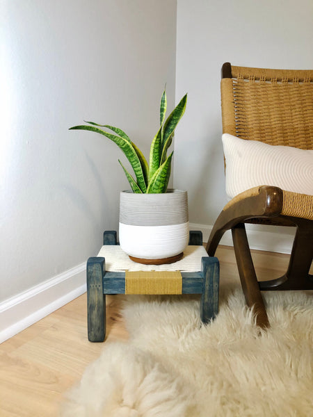 Mid-Century Modern Style Woven Indoor Plant Stand