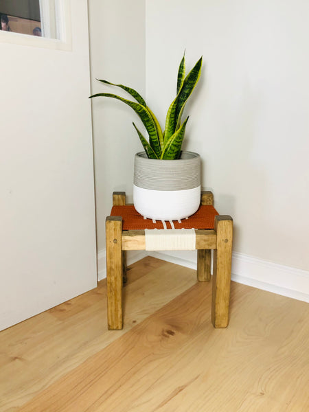 Mid-Century Modern Style Woven Indoor Plant Stand