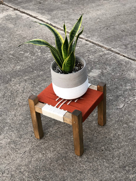 Mid-Century Modern Style Woven Indoor Plant Stand