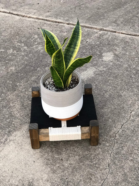 Mid-Century Modern Style Woven Indoor Plant Stand