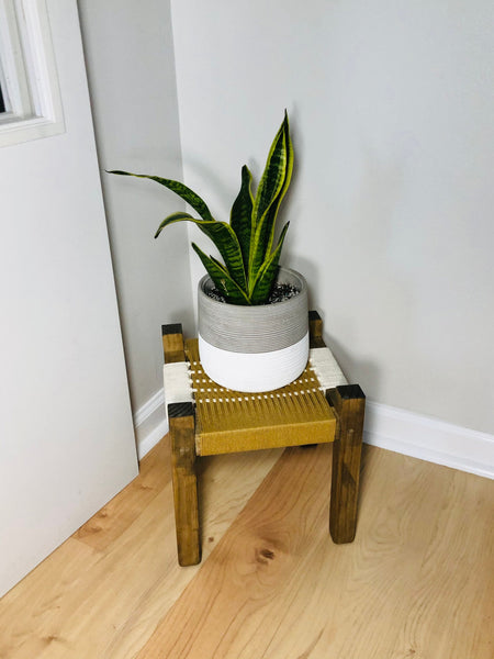 Mid-Century Modern Style Woven Indoor Plant Stand