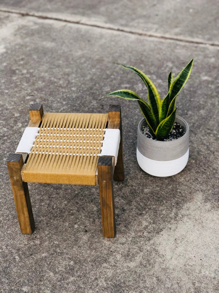 Mid-Century Modern Style Woven Indoor Plant Stand