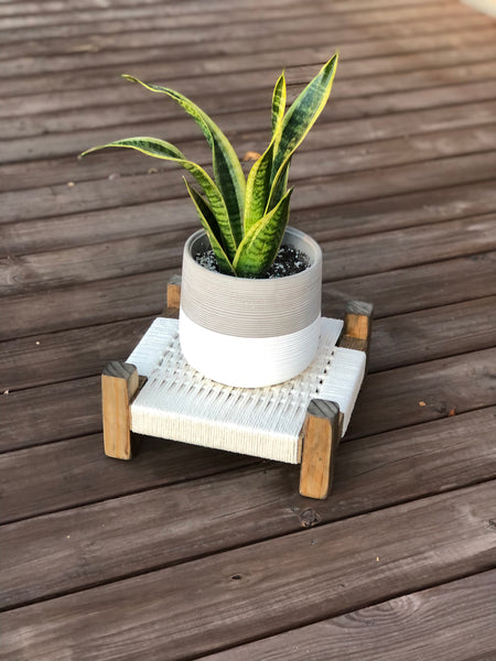 Mid-Century Modern Style Woven Indoor Plant Stand